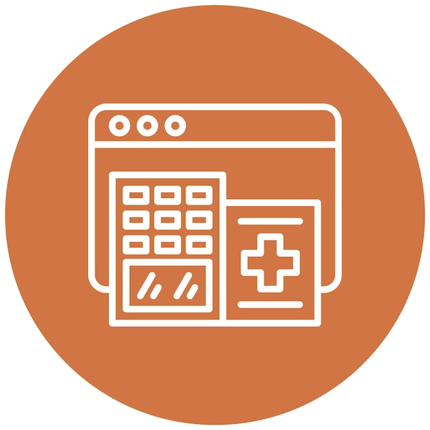 Diseño vectorial Estilo del icono de la farmacia en línea