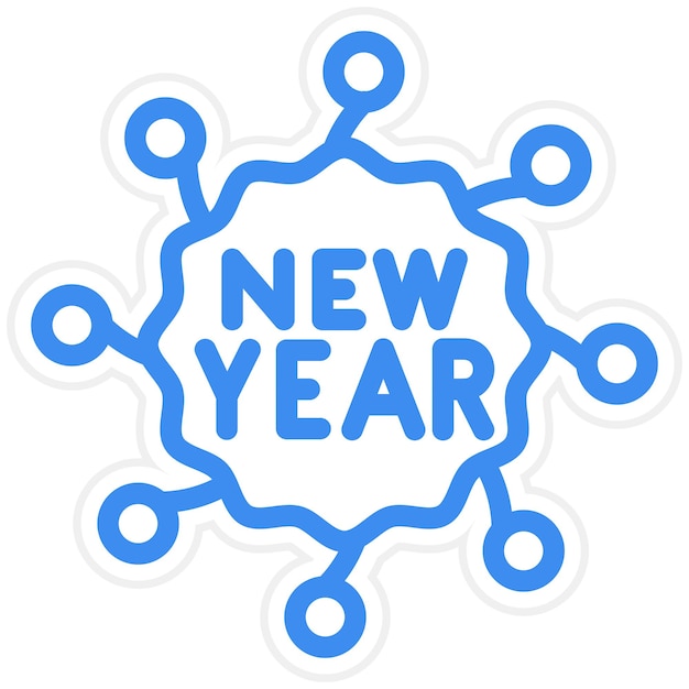 Diseño vectorial Estilo de icono de Feliz Año Nuevo