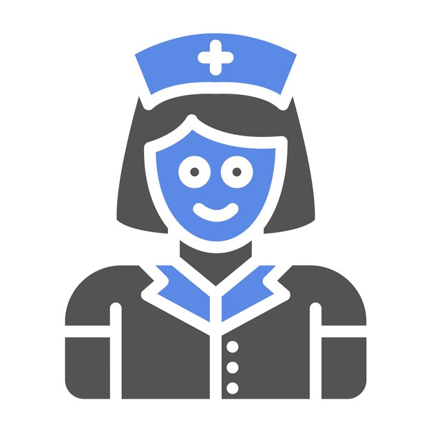 Diseño vectorial del estilo del icono femenino del cuidador