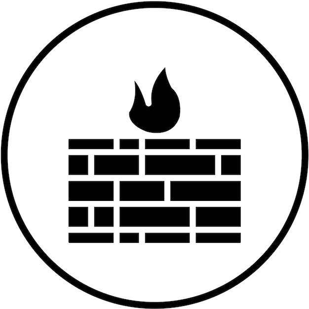 Diseño vectorial del estilo de icono de la fortaleza del cortafuegos