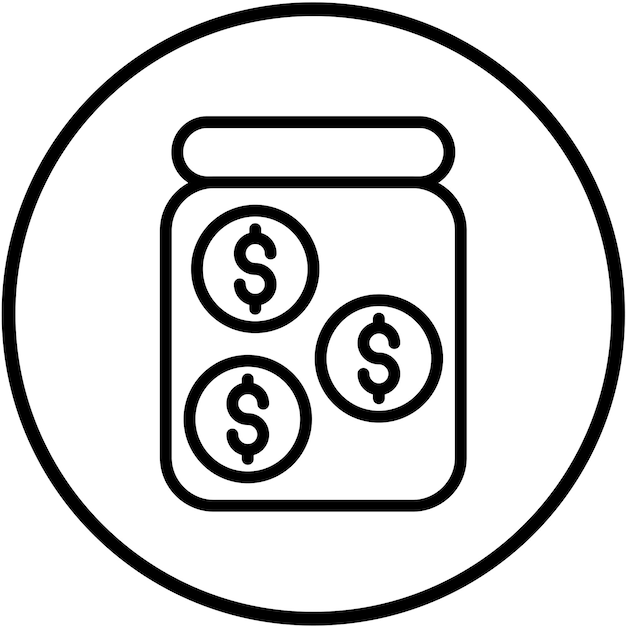 Diseño vectorial Estilo del icono del frasco de ahorro