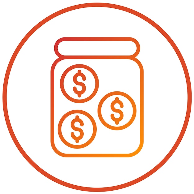 Diseño vectorial Estilo del icono del frasco de ahorro