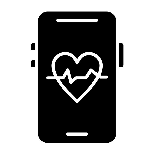 Diseño vectorial Estilo del icono de la frecuencia cardíaca móvil
