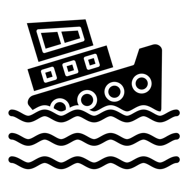 Diseño vectorial del estilo del icono del fregadero del barco