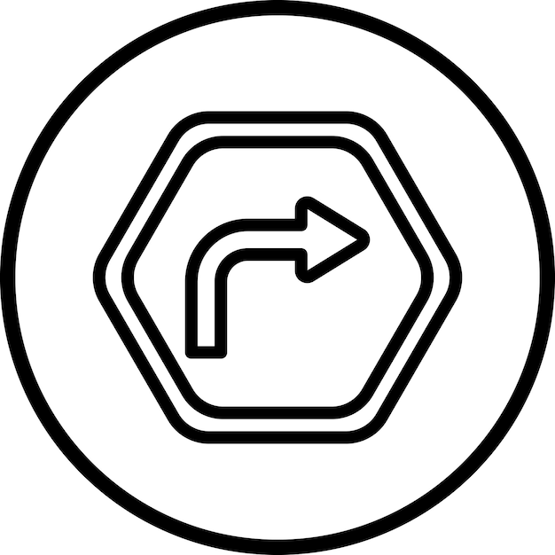 Diseño vectorial Estilo del icono de giro a la derecha