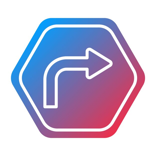 Diseño vectorial Estilo del icono de giro a la derecha