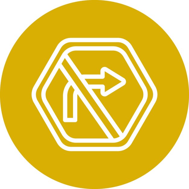 Diseño vectorial sin estilo de icono de giro a la derecha