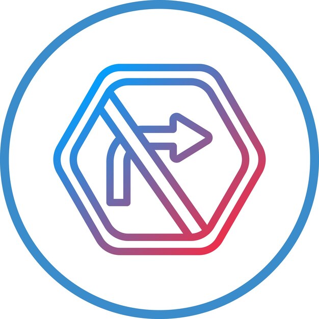 Diseño vectorial sin estilo de icono de giro a la derecha