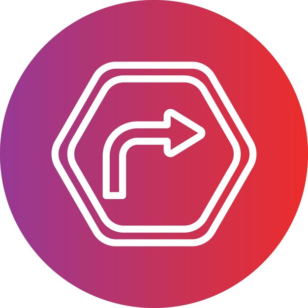 Diseño vectorial Estilo del icono de giro a la derecha