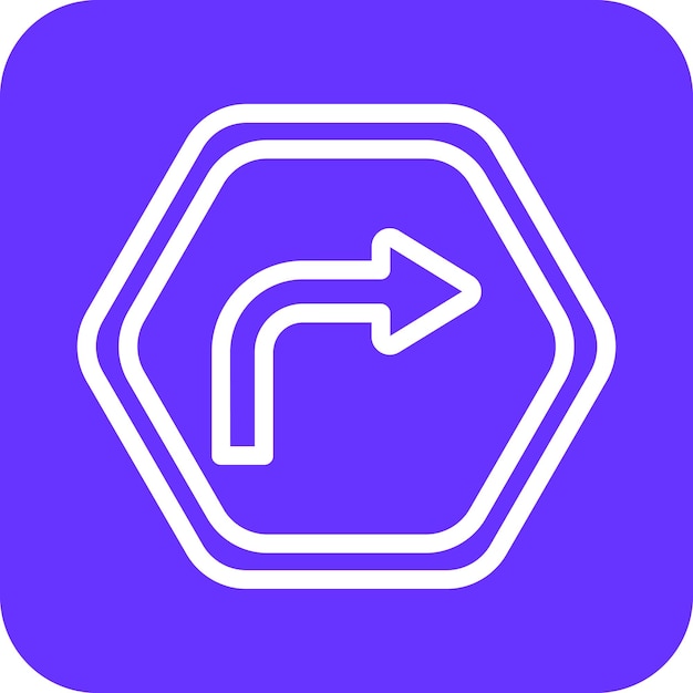 Diseño vectorial Estilo del icono de giro a la derecha