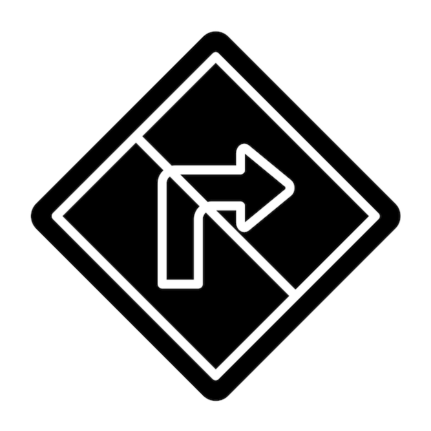 Diseño vectorial sin estilo de icono de giro a la derecha