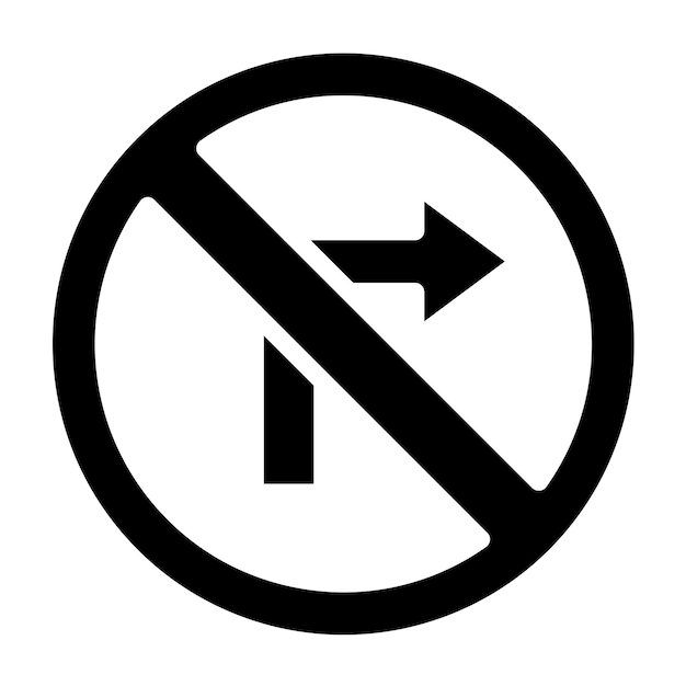 Diseño vectorial sin estilo de icono de giro a la derecha
