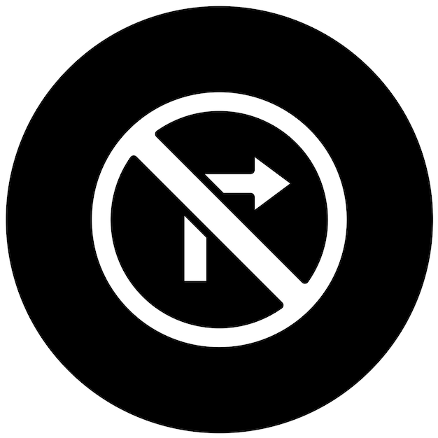 Diseño vectorial sin estilo de icono de giro a la derecha