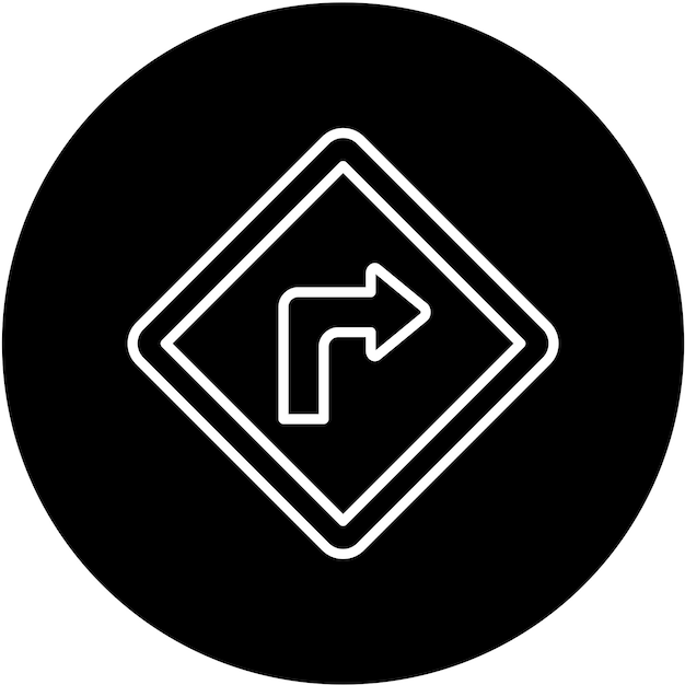 Diseño vectorial Estilo del icono de giro a la derecha