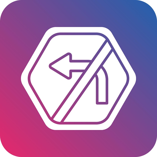 Diseño vectorial sin estilo de icono de giro a la izquierda