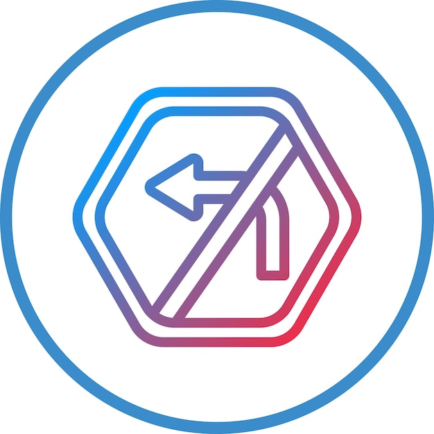 Diseño vectorial sin estilo de icono de giro a la izquierda