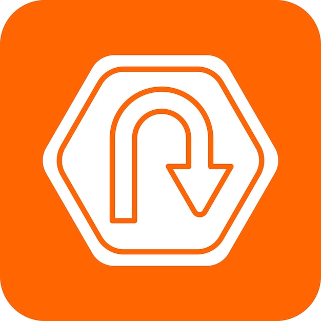 Diseño vectorial Estilo del icono de giro en U