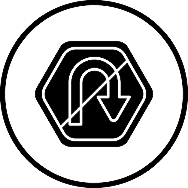 Diseño vectorial sin estilo de icono de giro en U