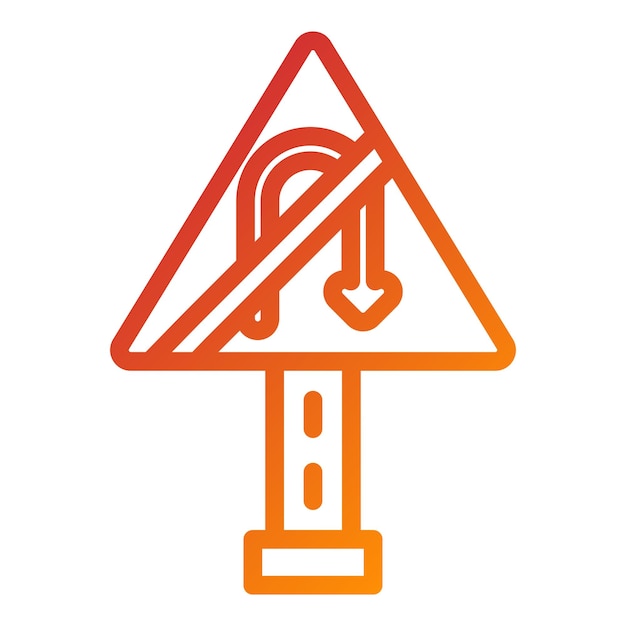 Diseño vectorial sin estilo de icono de giro en U