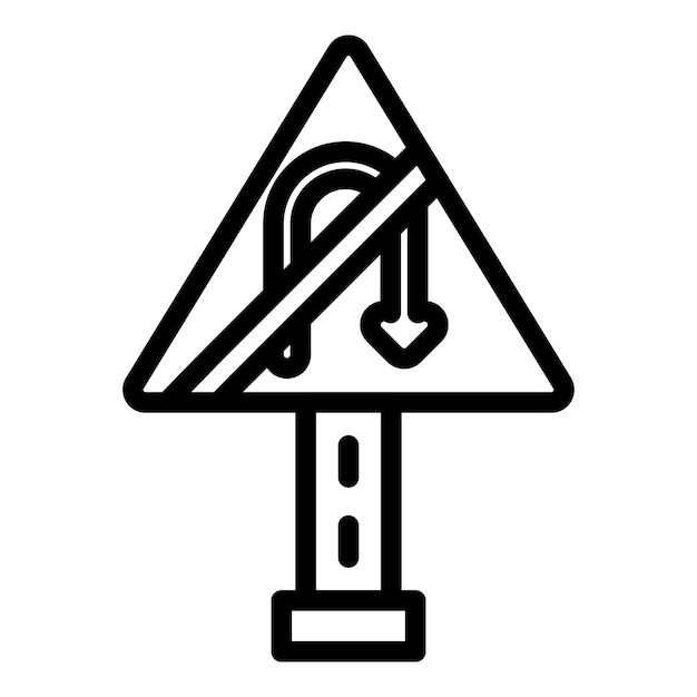 Diseño vectorial sin estilo de icono de giro en U