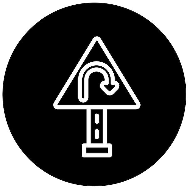Diseño vectorial Estilo del icono de giro en U