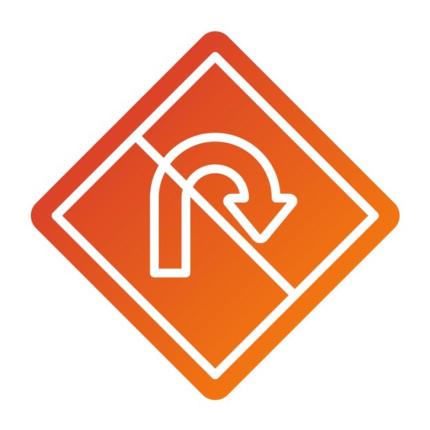 Diseño vectorial sin estilo de icono de giro en U