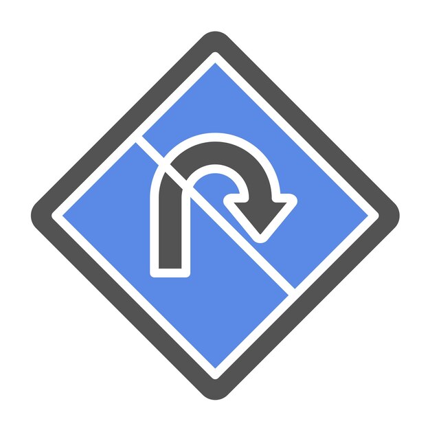 Diseño vectorial sin estilo de icono de giro en U