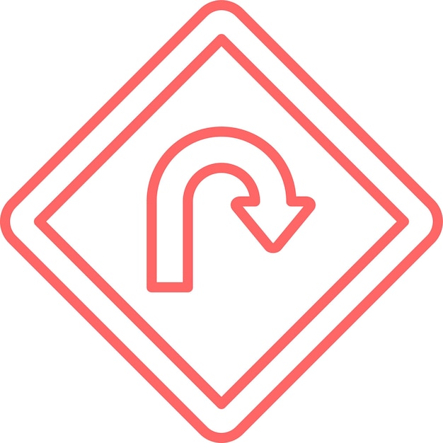 Diseño vectorial Estilo del icono de giro en U