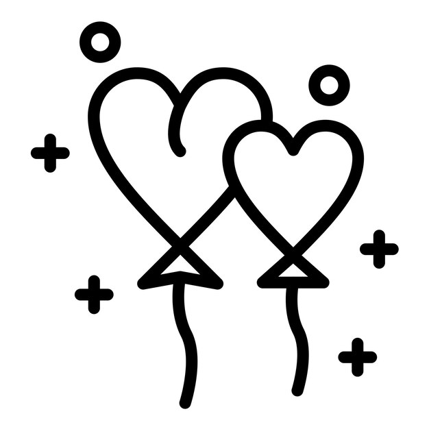 Diseño vectorial del estilo del icono del globo del corazón