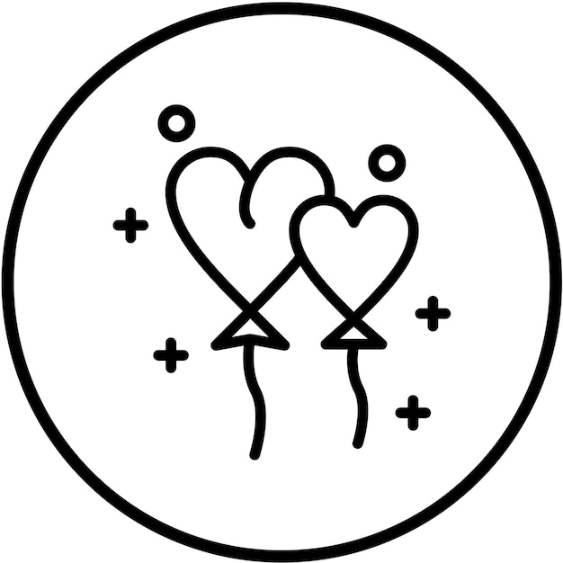 Diseño vectorial del estilo del icono del globo del corazón