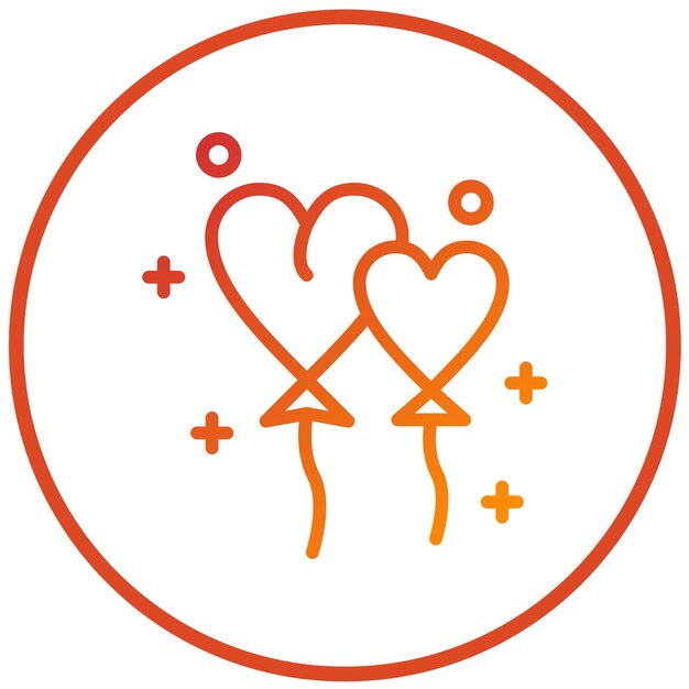 Diseño vectorial del estilo del icono del globo del corazón