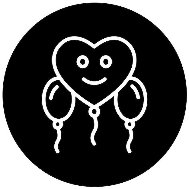 Diseño vectorial del estilo del icono del globo del corazón