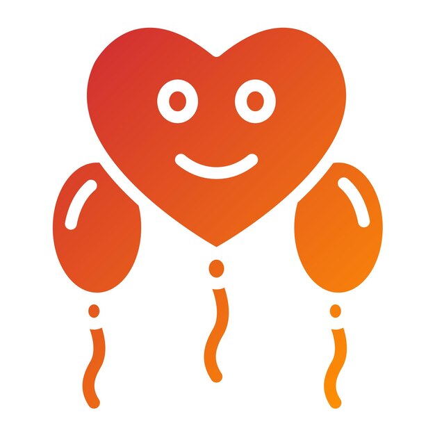 Diseño vectorial del estilo del icono del globo del corazón