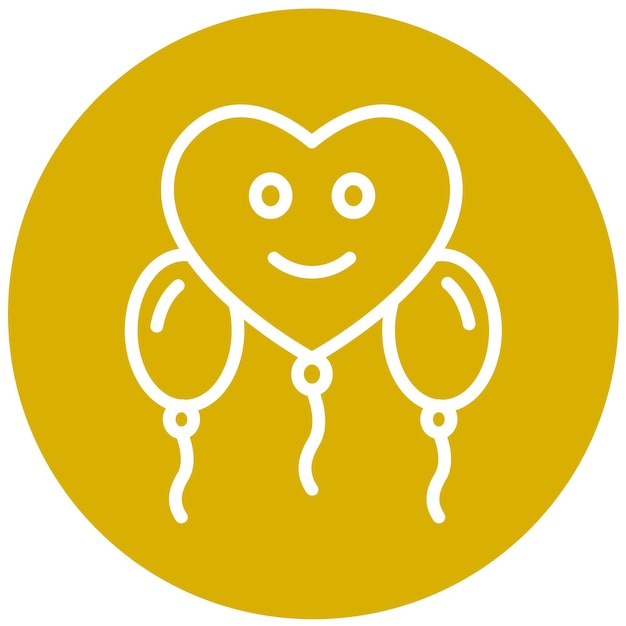 Diseño vectorial del estilo del icono del globo del corazón