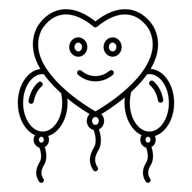 Diseño vectorial del estilo del icono del globo del corazón