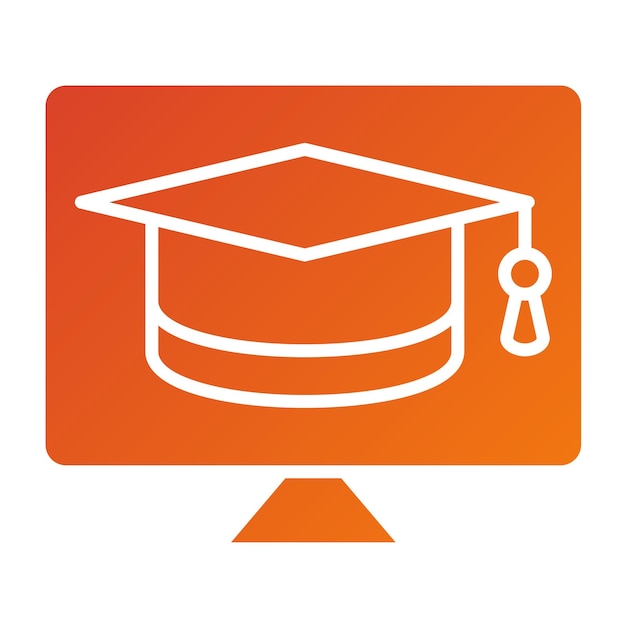 Diseño vectorial Estilo del icono de graduación en línea