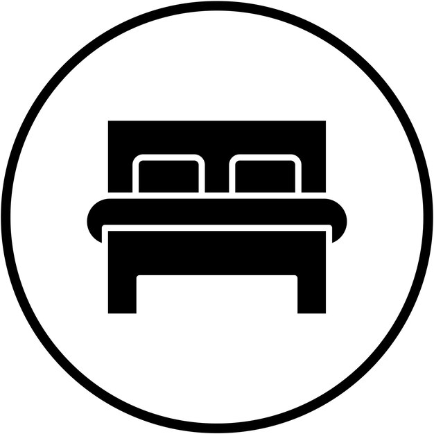 Diseño vectorial Estilo del icono de la habitación de cama doble