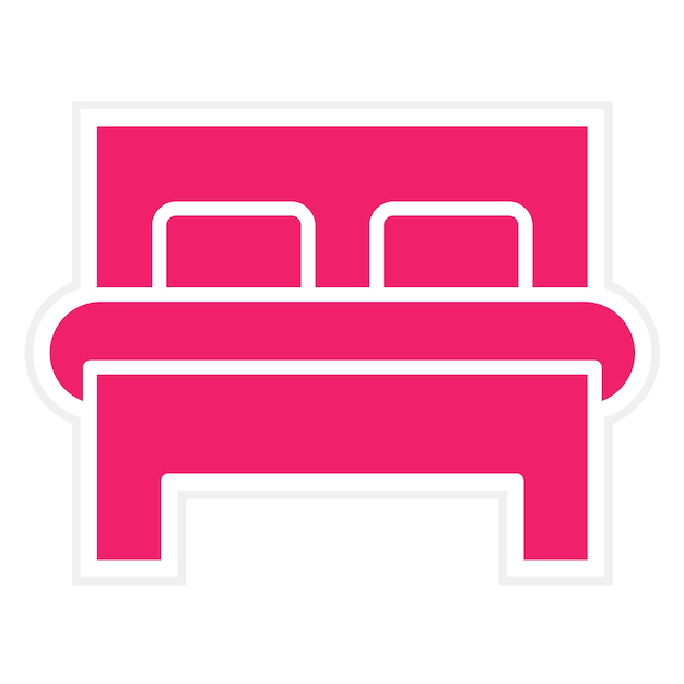 Diseño vectorial Estilo del icono de la habitación de cama doble
