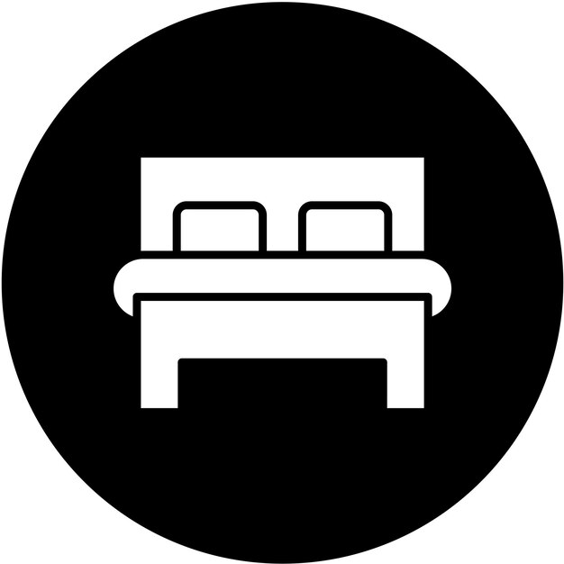 Diseño vectorial Estilo del icono de la habitación de cama doble