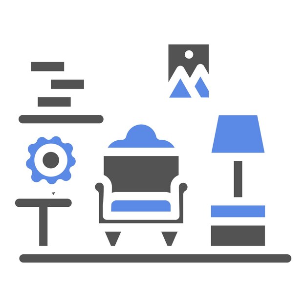 Diseño vectorial del estilo del icono de la habitación familiar