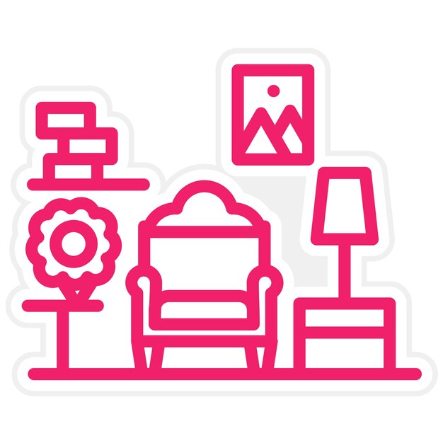 Diseño vectorial del estilo del icono de la habitación familiar