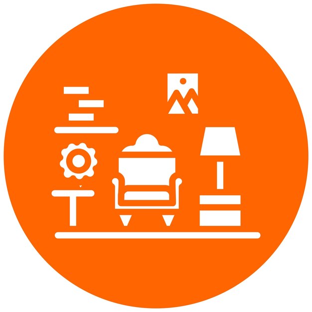 Diseño vectorial del estilo del icono de la habitación familiar