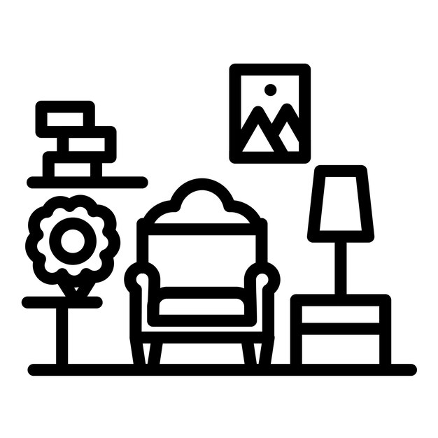 Diseño vectorial del estilo del icono de la habitación familiar