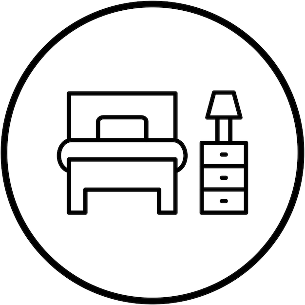 Diseño vectorial Estilo del icono de la habitación de un solo dormitorio