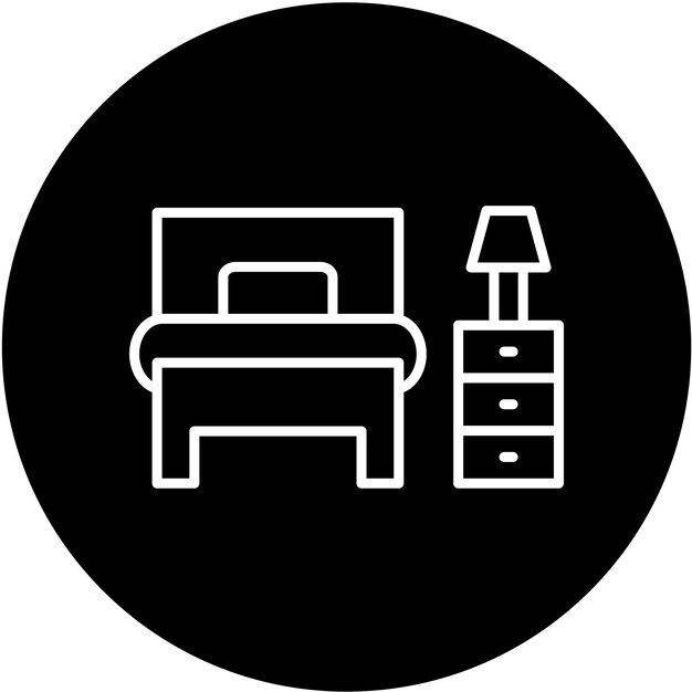 Diseño vectorial Estilo del icono de la habitación de un solo dormitorio