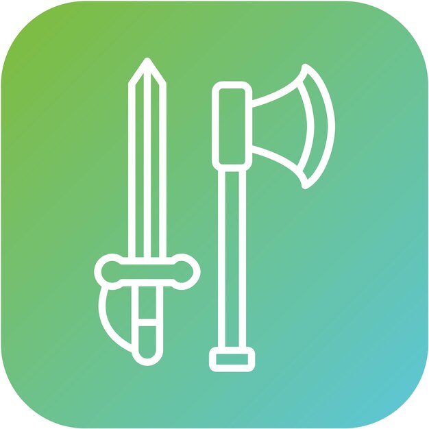 Diseño vectorial de estilo de icono de hacha y espada