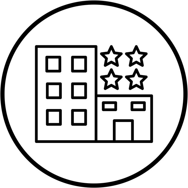 Diseño vectorial estilo icono de hotel de 4 estrellas