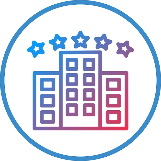Diseño vectorial estilo icono de hotel de cinco estrellas