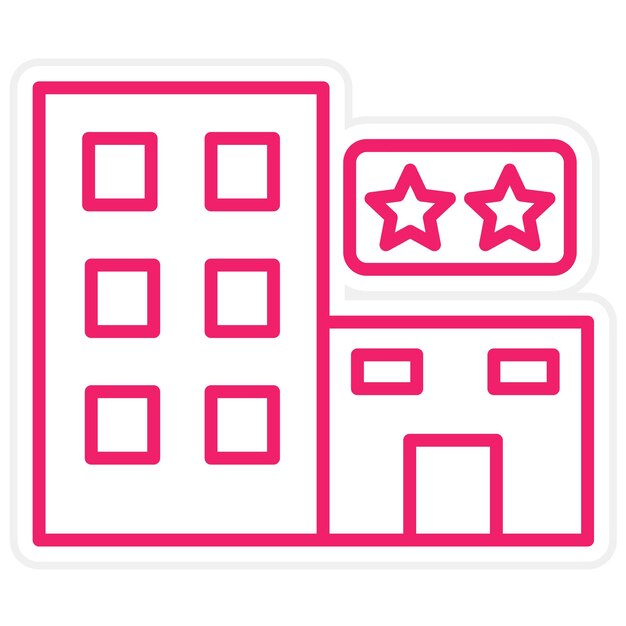 Diseño vectorial estilo icono de hotel de dos estrellas