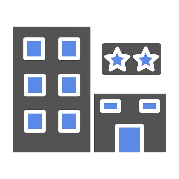 Diseño vectorial estilo icono de hotel de dos estrellas